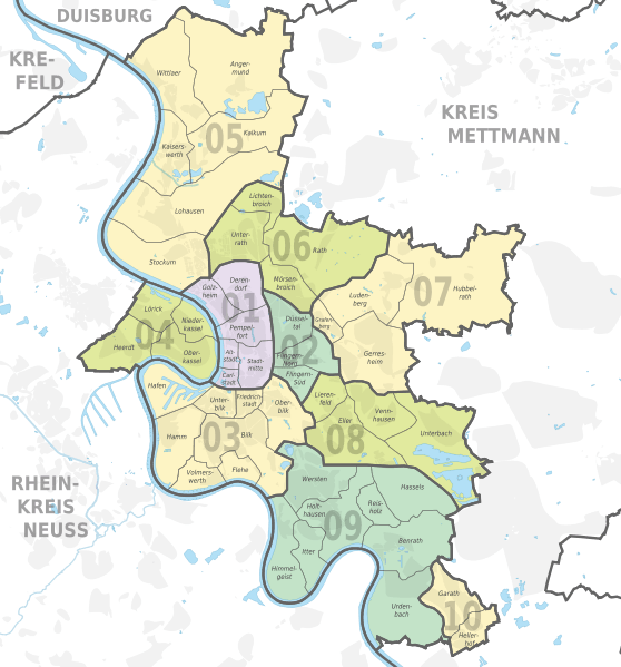 Hier sollte ein Bild von den Düsseldorfer Stadtbezirken sein.